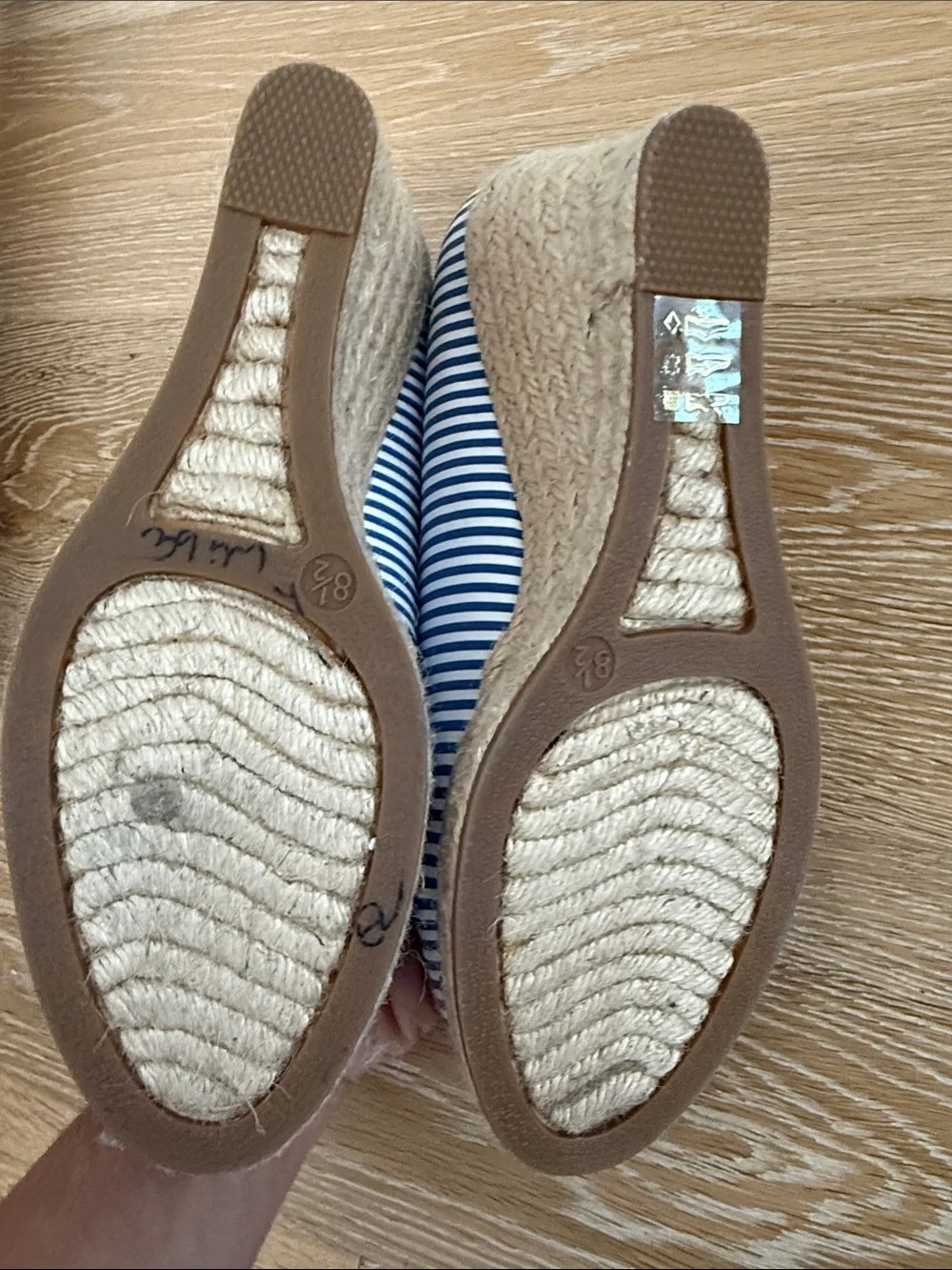 J. Crew Navy and White Striped Women's heels